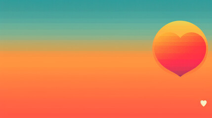 Sunset-inspired gradient  Pride colors heart symbol on the right designed for soothing visuals.