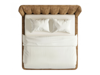 bed top view cut out transparent isolated on white background PNG file artwork graphic design.