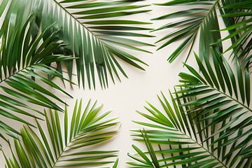 Fototapeta premium Tropical Palm Leaves on Beige Background