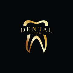 Vector illustration logo dental clinic isolated on black background