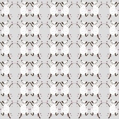Seamless light gray striped pattern with smiling sheep and pink hearts