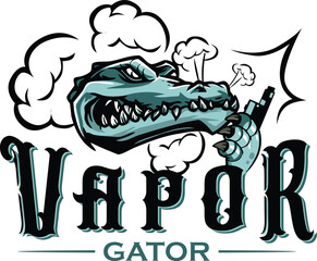 Vector illustration logo vapor aligator mascot company symbol isolated on white background