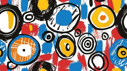 Obraz premium marker painting seamless pattern abstract background in colorful bright vivid tone, freedom fun liberal concept, doodle pattern grungy artistic design, Generative Ai