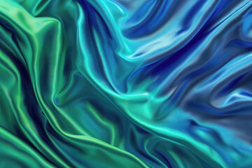 Obraz premium A flowing silk-like background in royal blue and emerald green, with a shimmering effect that simulates the movement of luxurious fabrics.