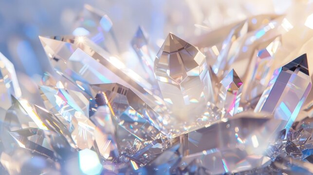 Crystal Reflections Shimmering and rotating crystal shapes with light reflections and refractions