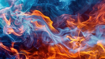 Fototapeta premium Fire and Smoke Abstract flames and smoke patterns, with dynamic movement and color shifts