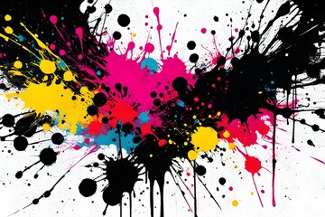 Colorful abstract grunge splash and splatter ink or paint background