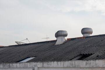 Rotating air ventilation system on the rooftop.