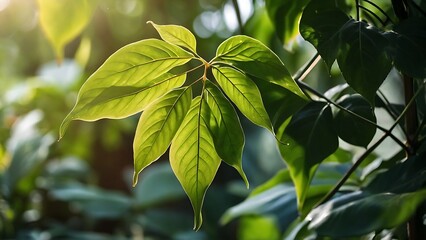 Obraz premium Green leaves in the forest