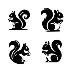 squirrel silhouette on white background