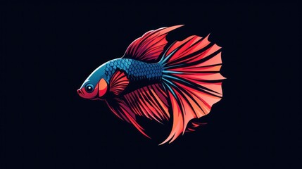 Obraz premium Modern Logo Design Vector Illustration of Betta Fish Mascot