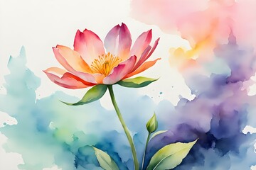 Flower and floral soft pastel watercolor background. wedding invitation floral frame element