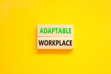 Adaptable workplace symbol. Concept words Adaptable workplace on beautiful wooden block. Beautiful...