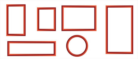 Photo frame and Painting frame, children picture frame icon set. Square photo frame template in colorful shadows on transparent background. 