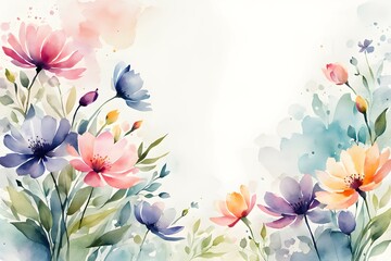 Fototapeta premium Flower and floral soft pastel watercolor background. wedding invitation floral frame element