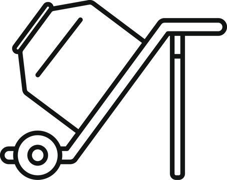 recommend clip art: Vector line drawing of a wheelbarrow, a typical tool for construction and gardening