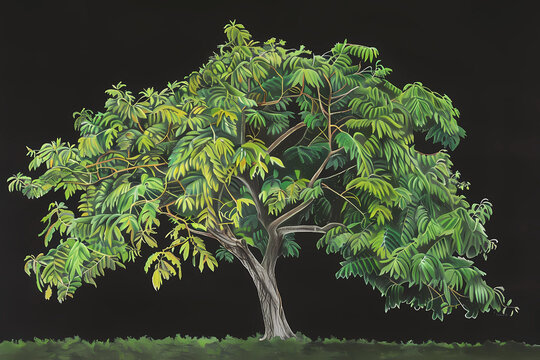 Black locust (Robinia pseudoacacia) (Colored Pencil) - North America - Fast-growing deciduous trees with fragrant white flowers and thorny branches. They are used for timber and erosion control