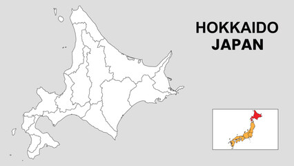 Hokkaido Map. Major city map of Hokkaido. Political map of Hokkaido with country capital.