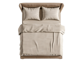 bed top view cut out transparent isolated on white background PNG file artwork graphic design.