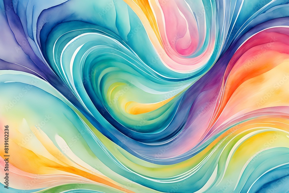 Poster watercolor swirl background blending seamless pattern central vortex