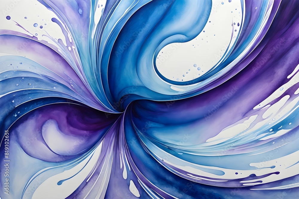 Poster Watercolor swirl background blending seamless pattern central vortex