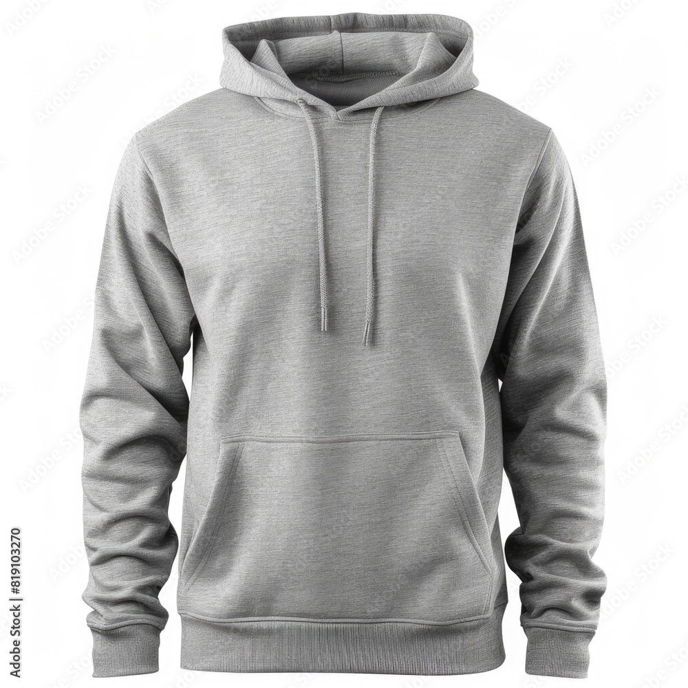 Wall mural Gray sweatshirt template. sweatshirt long sleeve with clipping path, hoody for design mockup for print, white background