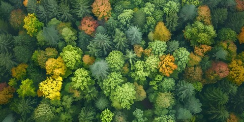 A forest as a habitat for wildlife from an aerial perspective.