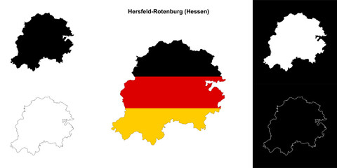 Hersfeld-Rotenburg (Hessen) blank outline map set