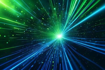 Fototapeta premium Futuristic data technology background. with neon lights and glowing orbs