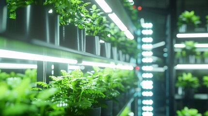 Fototapeta premium Green hydroponic farm showcasing sustainable agriculture technology with vibrant lettuces in a tranquil garden environment ideal for modern eco-friendly farming and nutrition industries