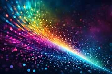 Futuristic data technology background. with neon lights and glowing orbs