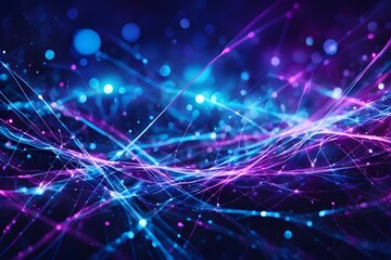 Obraz premium Futuristic data technology background. with neon lights and glowing orbs