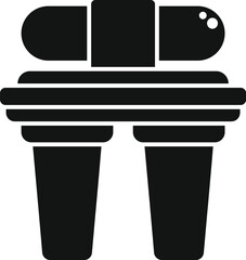 Simplified flat design icon of binoculars in a black and white color scheme, suitable for various applications