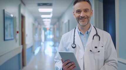 Confident Doctor with Digital Tablet