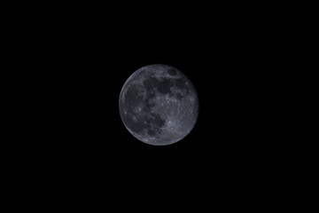 Full Moon Illuminates Dark Night Sky