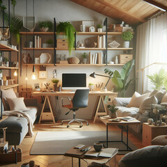 Home office setups, remote workspaces, and coworking environments