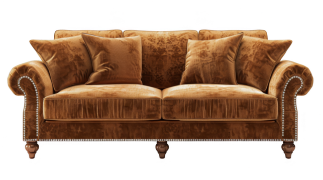 Sofa home interior design cut out transparent isolated on white background PNG file artwork graphic design.