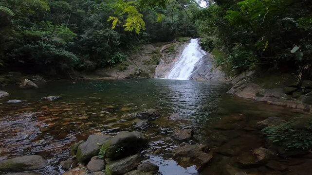 Pedra Lisa Waterfall, Itu River, Serra do Mar State Park, near Boi&ccedil;ucanga Beach - S&atilde;o Sebasti&atilde;o, S&atilde;o Paulo, Brazil