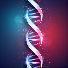 abstract background with DNA double helix with colors pink and blue dark background