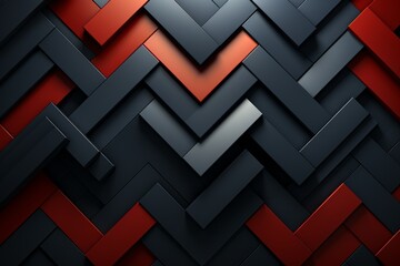 3d abstract rectangles shapes, black and red