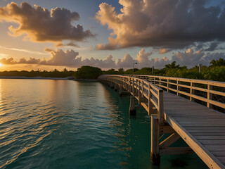 Obraz premium Default Panorama view of footbridge to the Smathers beach