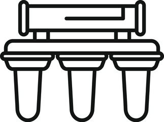 Vector illustration of a modern water filtration icon in line art style, depicting a purification filter system for clean and safe drinking water