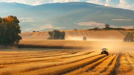 Obraz premium Harvesting Season in Rural Area