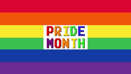 Pride Month colorful typography animation. Happy pride month June rainbow text with LGBT flag - Powered by Adobe