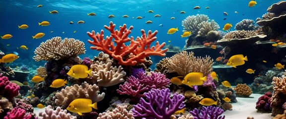 Background Vibrant Coral Reef Underwater scene teeming