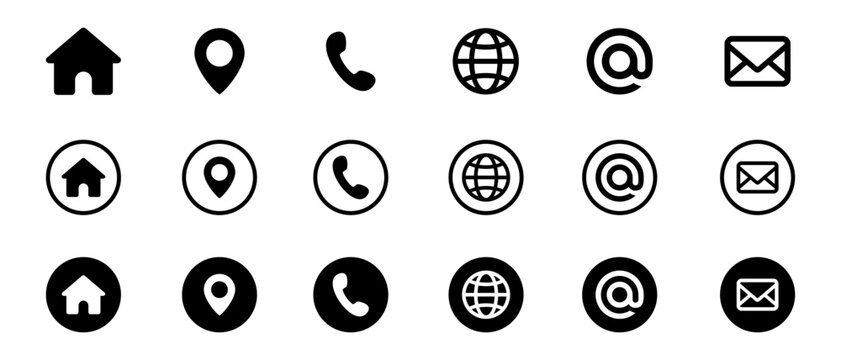 Illustration Vector Graphic of contact design template. company connection business card curriculum vitae icon set. Phone, website, address, location and mail logo symbol sign pack.