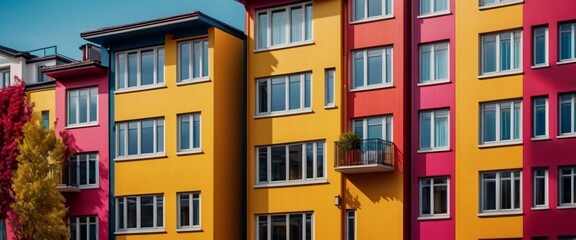 Fototapeta premium Wallpaper Colorful building facades Images showcasing vibrant
