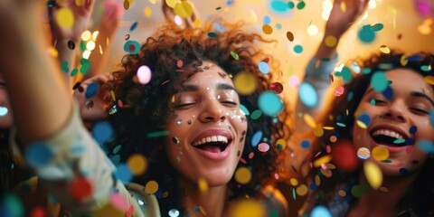 Party of happy young people with cocktails. Friends having fun on the beach. Generative AI.