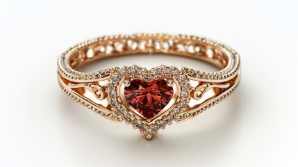 Heart shaped ring decorated with diamonds Valentine's Day