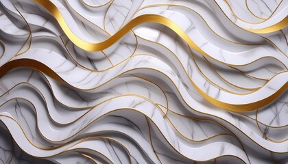 abstract background white marble and gold stripes, top view.
